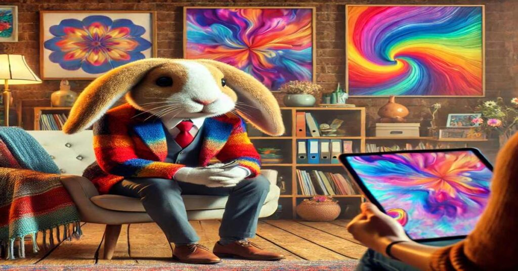 AI Art Rabbit Psychiatrist Merging Creativity and Mental Health